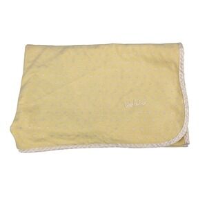 Vintage Baby Dior Yellow Blanket USA Cotton Dobby Diamond Pointelle Satin Trim